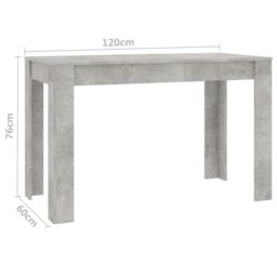 Berkfield Home Dining Table Concrete Grey 120x60x76 cm Engineered Wood - Size: 120 x 60 x 76 cm - thumbnail 6