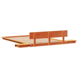 Berkfield Home Floor Bed Frame with Bedside Tables Wax Brown 120x190cm Solid Wood - Size: 120x190 cm - thumbnail 7