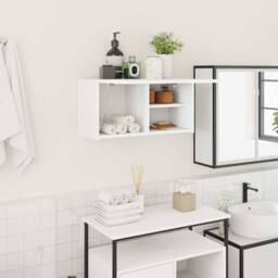 Berkfield Home Decorative Bathroom Wall Cabinet White 60x25x30 cm Engineered Wood - Size: 60 x 25 x 30 cm - thumbnail 2