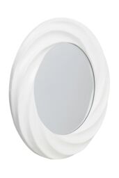 Orsina Elegant White Wall Mirror, Serene Design Mirror With Curved Swirl Frame, Decorative Large Round Mirror - thumbnail 2