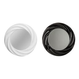 Orsina Elegant White Wall Mirror, Serene Design Mirror With Curved Swirl Frame, Decorative Large Round Mirror - thumbnail 3