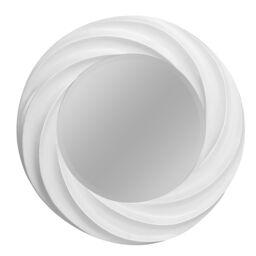Orsina Elegant White Wall Mirror, Serene Design Mirror With Curved Swirl Frame, Decorative Large Round Mirror