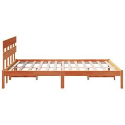 Berkfield Home Warm Bed Frame with Headboard Wax Brown 140x200 cm Solid Wood Pine - thumbnail 7