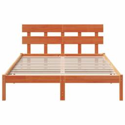 Berkfield Home Warm Bed Frame with Headboard Wax Brown 140x200 cm Solid Wood Pine - thumbnail 5