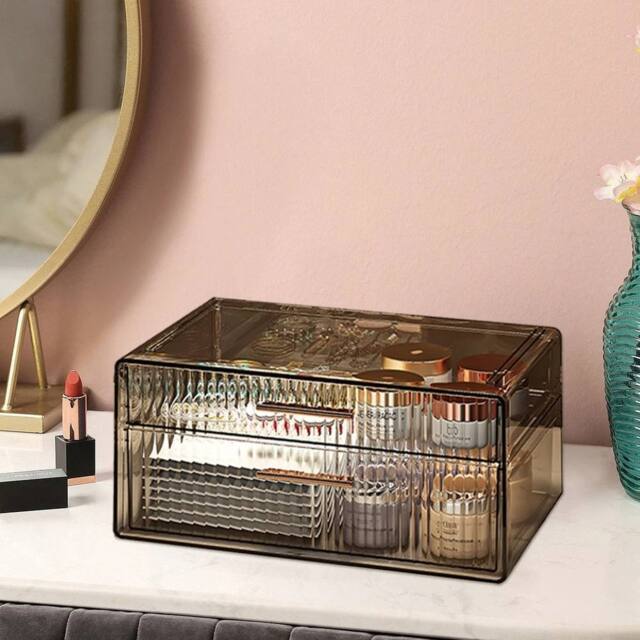 VOGREX Amber 2-Tier Acrylic Makeup Organiser Storage Case with Drawers - image 1