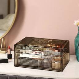 VOGREX Amber 2-Tier Acrylic Makeup Organiser Storage Case with Drawers - thumbnail 1