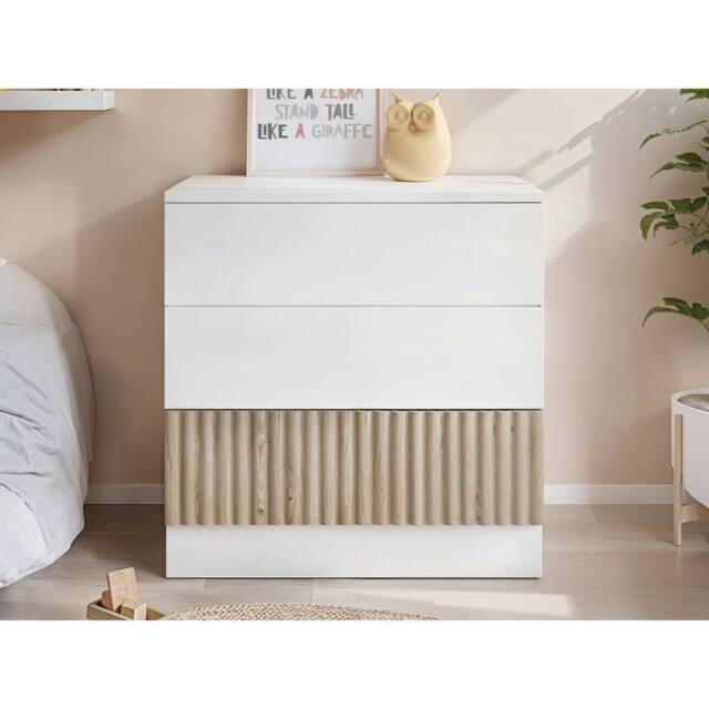 Flair Luca Ribbed 3 Drawer Chest in Light Oak - image 1