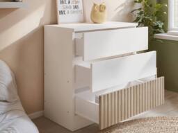 Flair Luca Ribbed 3 Drawer Chest in Light Oak - thumbnail 2