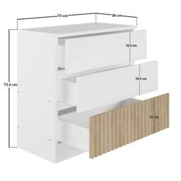 Flair Luca Ribbed 3 Drawer Chest in Light Oak - thumbnail 6