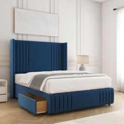 "BSSPOKE Peyton Divan Bed Velvet Set 54""Headboard 2Drawers Footend & Mattress in Blue - Size: King" - thumbnail 1