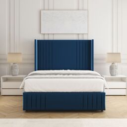 "BSSPOKE Peyton Divan Bed Velvet Set 54""Headboard 2Drawers Footend & Mattress in Blue - Size: King" - thumbnail 2