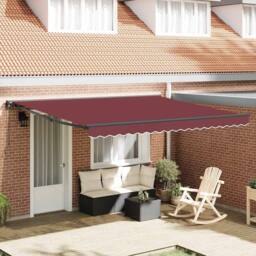 Berkfield Home Retractable Awning Burgundy Red 400x300 cm Polyester & Metal - thumbnail 2