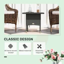 Wyld Haus Nari Grey Rattan Outdoor Side Table with Woven Top - thumbnail 4