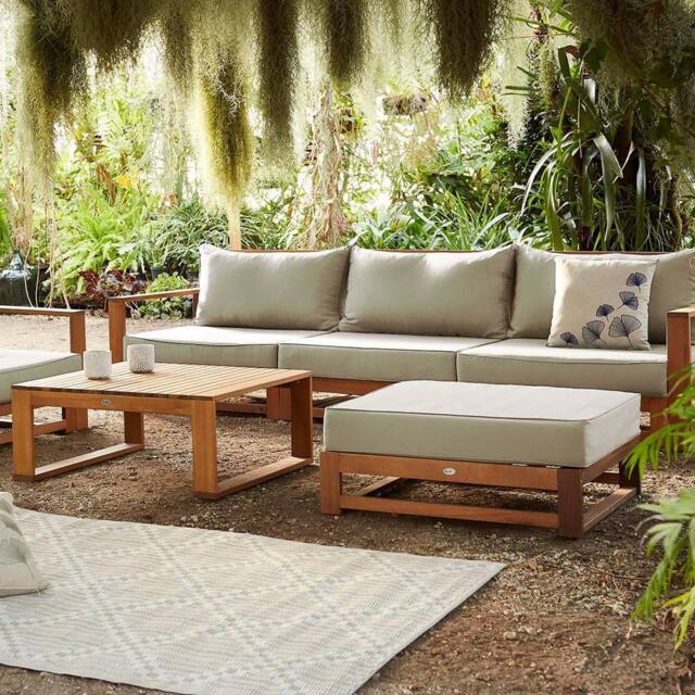 sweeek 5-seater Wooden Garden Sofa in Beige - image 1