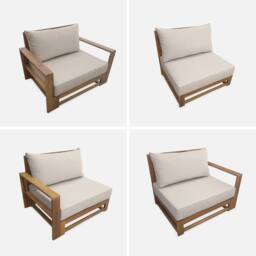 sweeek 5-seater Wooden Garden Sofa in Beige - thumbnail 2