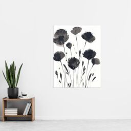 "Artery8 Abstract Flowers Black White Floral Watercolour Wall Art Print in Grey - Size: W18"" x H24""" - thumbnail 4