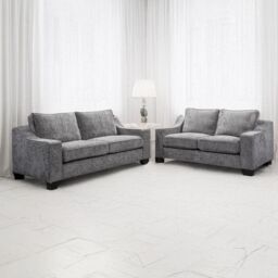 Furnishings For Less UK Nebraska Modern Slate Grey 3 + 2 Sofa Suite Chenille Fabric - thumbnail 1