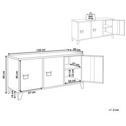 Wyld and Coco 3-Door Sideboard - Dark Red Adjustable Shelves - thumbnail 3
