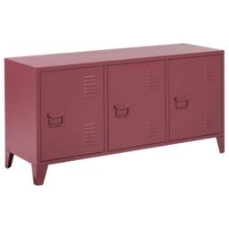 Wyld and Coco 3-Door Sideboard - Dark Red Adjustable Shelves - thumbnail 2