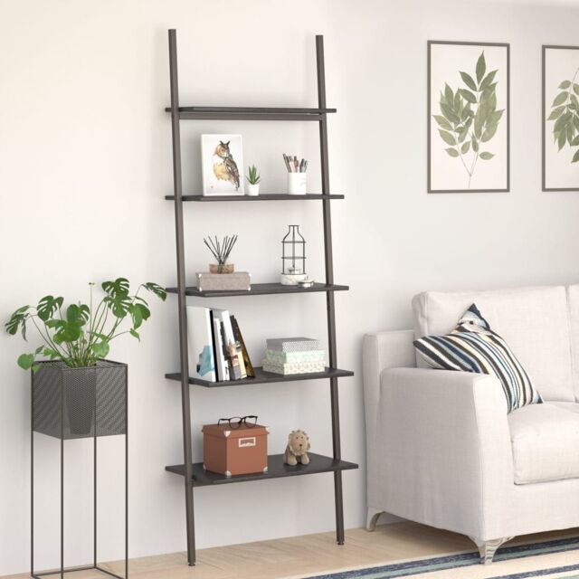 Berkfield Home 5-Tier Leaning Shelf Black 64x34x185.5 cm - image 1