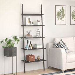 Berkfield Home 5-Tier Leaning Shelf Black 64x34x185.5 cm