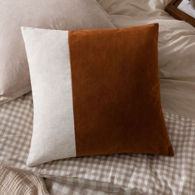 Yard Morden Soft-Washed Velvet Cushion in Burnt Orange - Size: 50 cm x 50 cm - image 1