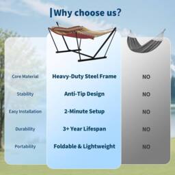 London Boutique Double Hammock w/Stand 2 Person Hammock w/ Carrying Bag & Pillow & Pad - thumbnail 8