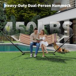 London Boutique Double Hammock w/Stand 2 Person Hammock w/ Carrying Bag & Pillow & Pad - thumbnail 6