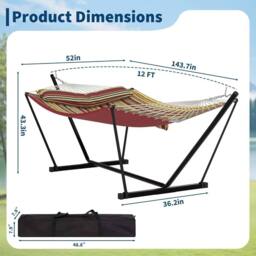 London Boutique Double Hammock w/Stand 2 Person Hammock w/ Carrying Bag & Pillow & Pad - thumbnail 2