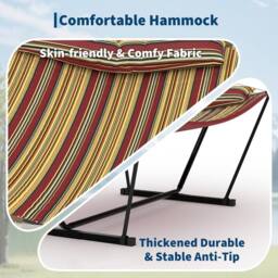 London Boutique Double Hammock w/Stand 2 Person Hammock w/ Carrying Bag & Pillow & Pad - thumbnail 4