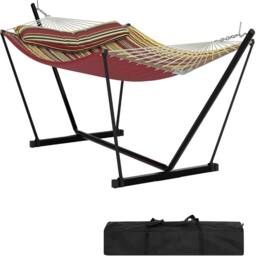 London Boutique Double Hammock w/Stand 2 Person Hammock w/ Carrying Bag & Pillow & Pad - thumbnail 1