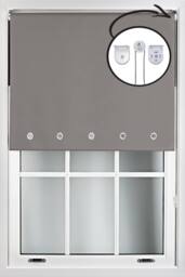 Furnished Dark Grey Blackout Roller Blinds with Chrome Round Eyelets & Metal Fittings - Size: 140 cm width x 165 cm drop