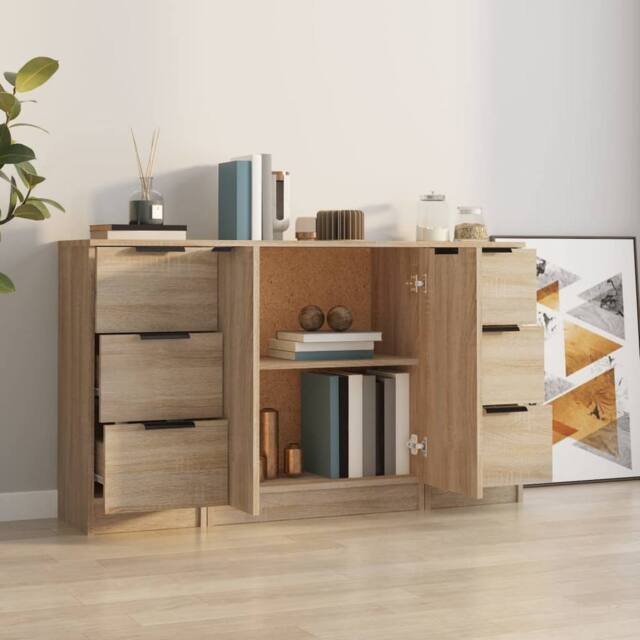 Berkfield Home Sideboards 3 pcs Sonoma Oak Engineered Wood in Light Brown - image 1