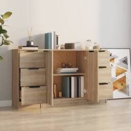 Berkfield Home Sideboards 3 pcs Sonoma Oak Engineered Wood in Light Brown - thumbnail 1