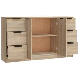 Berkfield Home Sideboards 3 pcs Sonoma Oak Engineered Wood in Light Brown - thumbnail 6
