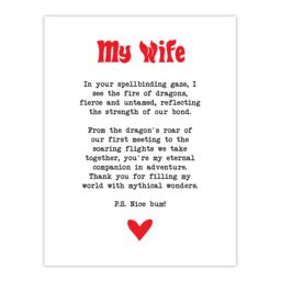 "Artery8 Love Poem Role Play Game Nerd Wife Romantic Wall Art Print in White - Size: W18"" x H24""" - thumbnail 1