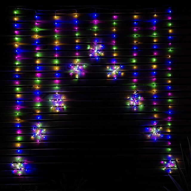 Samuel Alexander 1.2m Multi Colour LED Snowflake Curtain Lights Christmas Decorations in Red - image 1