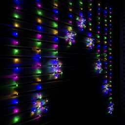 Samuel Alexander 1.2m Multi Colour LED Snowflake Curtain Lights Christmas Decorations in Red - thumbnail 2