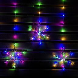 Samuel Alexander 1.2m Multi Colour LED Snowflake Curtain Lights Christmas Decorations in Red - thumbnail 4