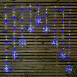 Samuel Alexander 1.2m Multi Colour LED Snowflake Curtain Lights Christmas Decorations in Red - thumbnail 3