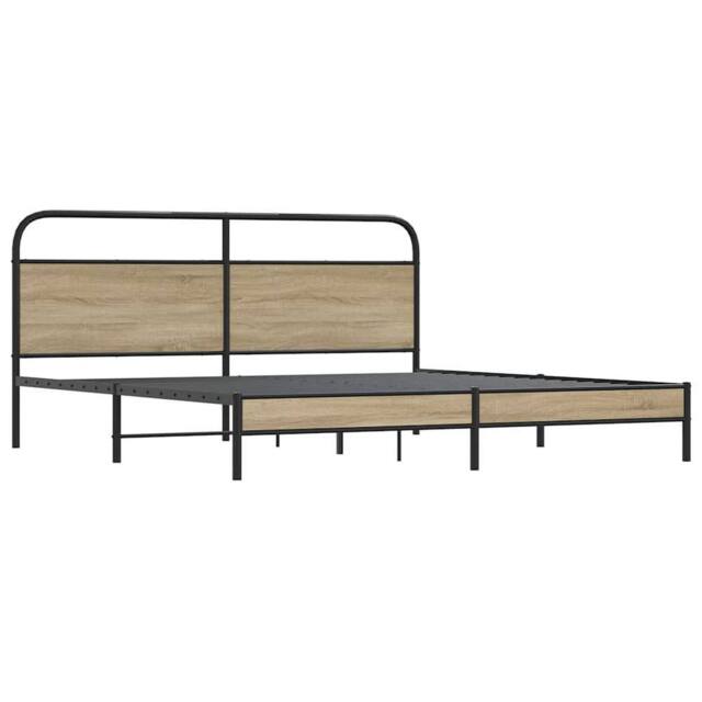 Berkfield Home Metal Bed Frame without Mattress Smoked Oak 180x200 cm Super King in Brown - image 1