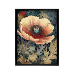 "Artery8 Peach Anemone Flower Art Nouveau Framed Canvas Wall Art Print - Size: W12"" x H16""" - thumbnail 1