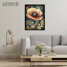 "Artery8 Peach Anemone Flower Art Nouveau Framed Canvas Wall Art Print - Size: W12"" x H16""" - thumbnail 3