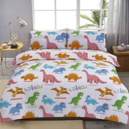 Homes-Linen Baby Dino Duvet Cover with Pillowcase Bedding Set - Size: Single - thumbnail 1