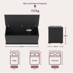 SPETLEK Modern Storage Ottoman Toy Chest Bedroom Black - Size: 0.6m2 - thumbnail 3