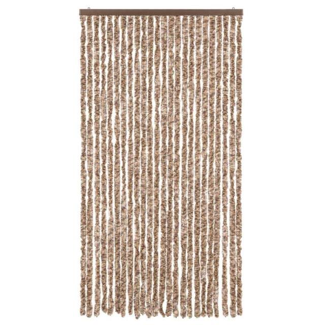 Berkfield Home Soft Fly Curtain Beige & Dark Brown 100x230 cm Chenille - image 1