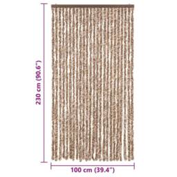 Berkfield Home Soft Fly Curtain Beige & Dark Brown 100x230 cm Chenille - thumbnail 7