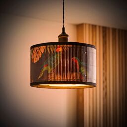 ValueLights Daintree Bamboo Dark Jungle Drum Easy Fit Light Lamp Shade with Bulb in Natural - Size: Medium - thumbnail 3