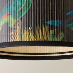 ValueLights Daintree Bamboo Dark Jungle Drum Easy Fit Light Lamp Shade with Bulb in Natural - Size: Medium - thumbnail 5