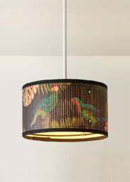 ValueLights Daintree Bamboo Dark Jungle Drum Easy Fit Light Lamp Shade with Bulb in Natural - Size: Medium - thumbnail 2